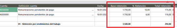Listado de retenciones